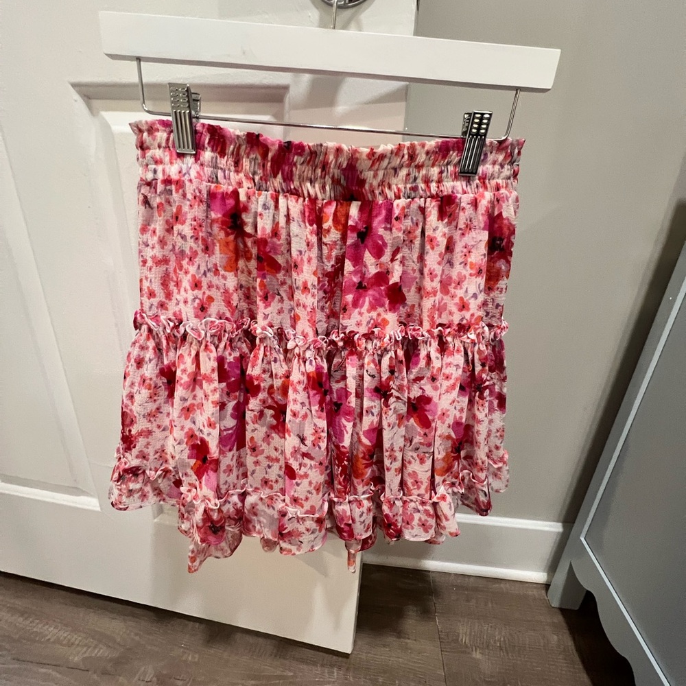 MISA Los Angeles Marion Ruffle Skirt in Gardenia Size L